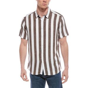 Endless Summer Mens Stripe Button-Down Shirt, Brown
